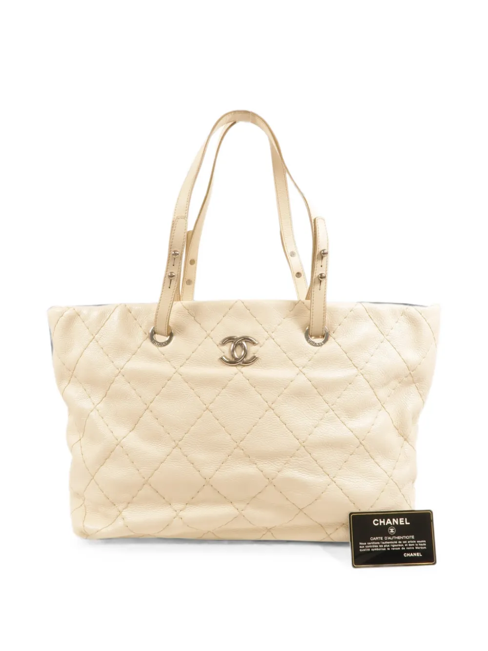 CHANEL Pre-Owned CC diamond-quilted tote bag - Bianco