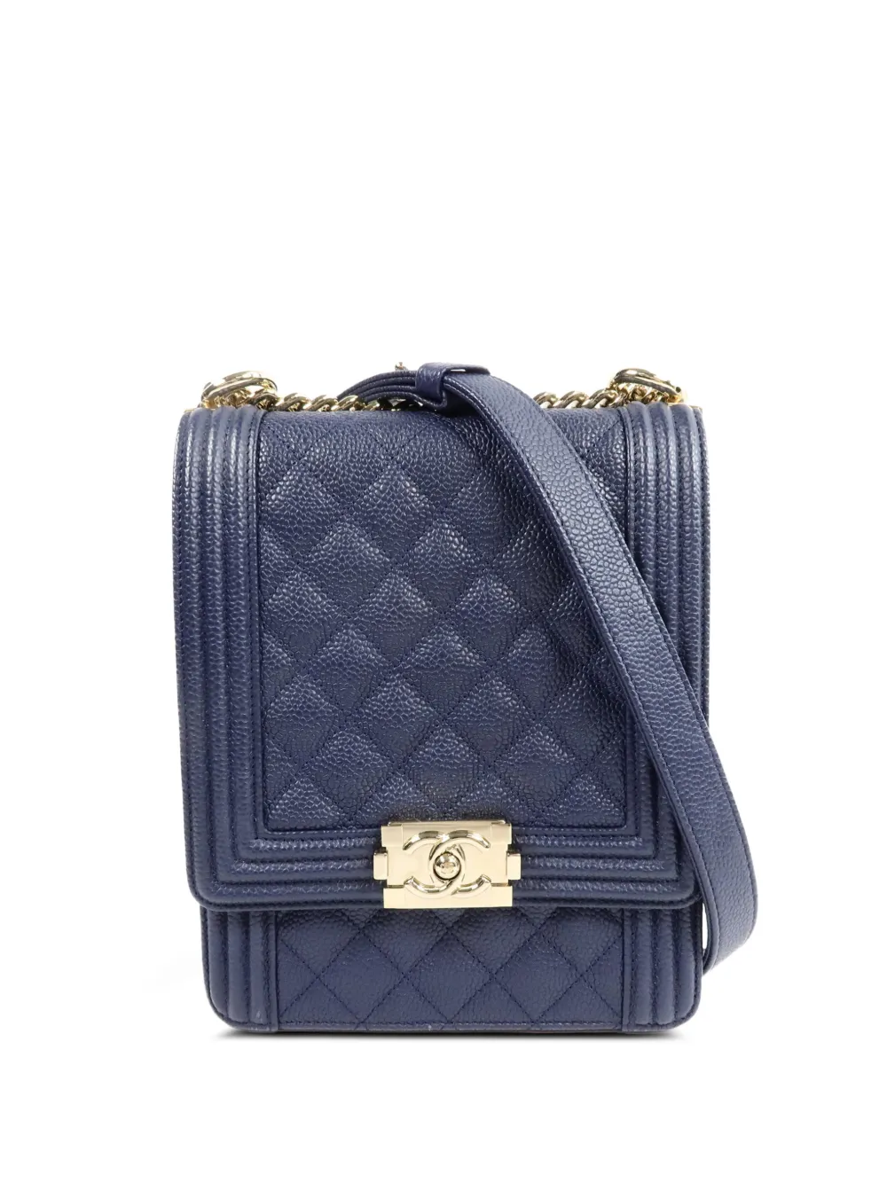 CHANEL Pre-Owned North South Boy quilted cross body bag - Blu
