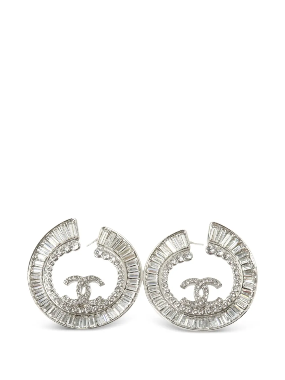 CHANEL Pre-Owned CC crystal-embellished earrings - Argento
