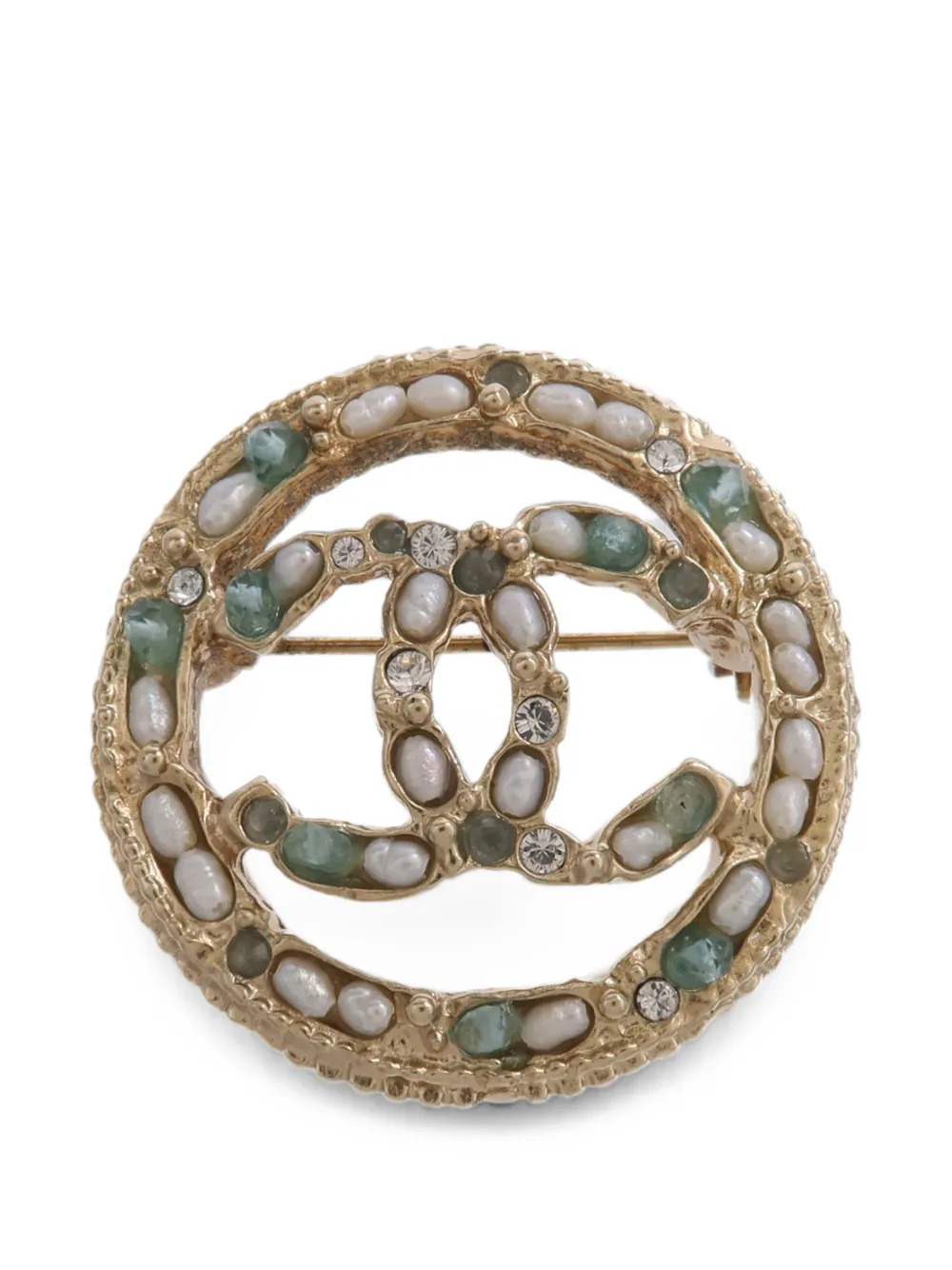 CHANEL Pre-Owned CC embellished brooch - Oro
