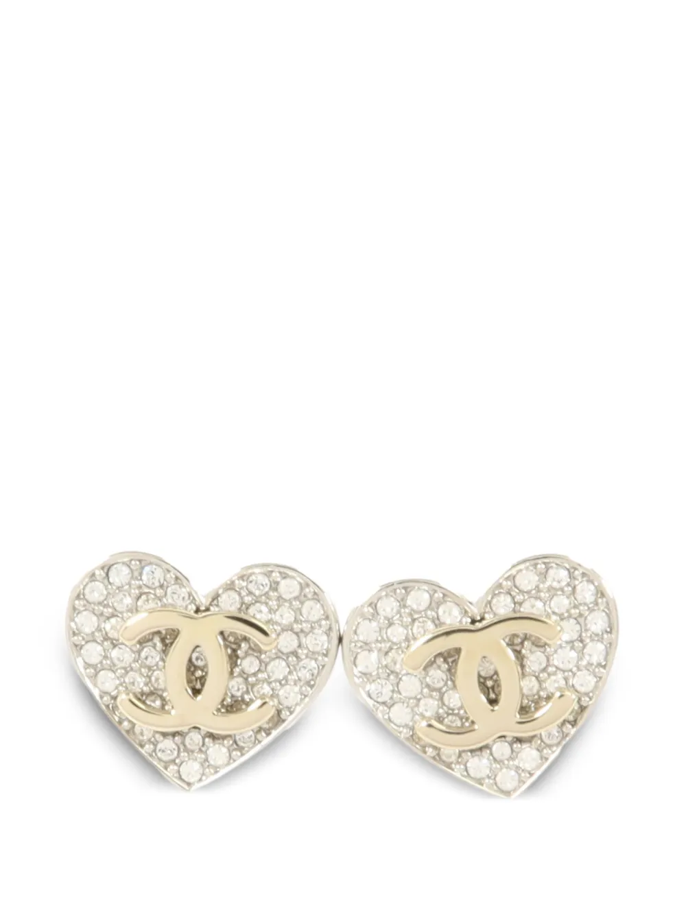 CHANEL Pre-Owned CC heart earrings - Silber