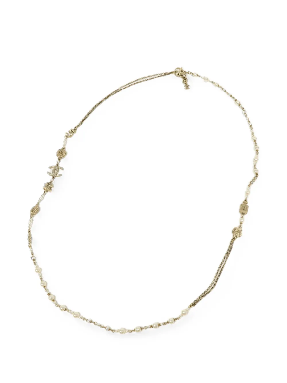 CHANEL Pre-Owned faux pearl and CC necklace - Oro