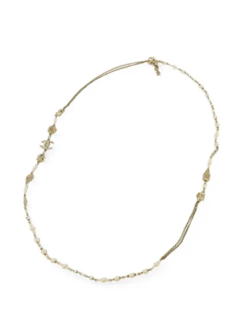CHANEL Pre-Owned collar con logo CC y perlas artificiales