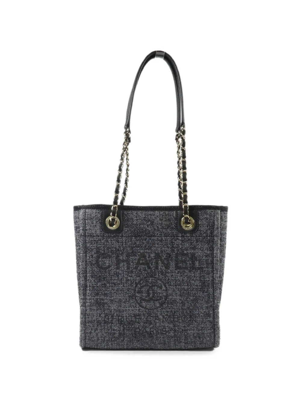 CHANEL Pre-Owned Deauville chain shoulder tote bag - Grigio