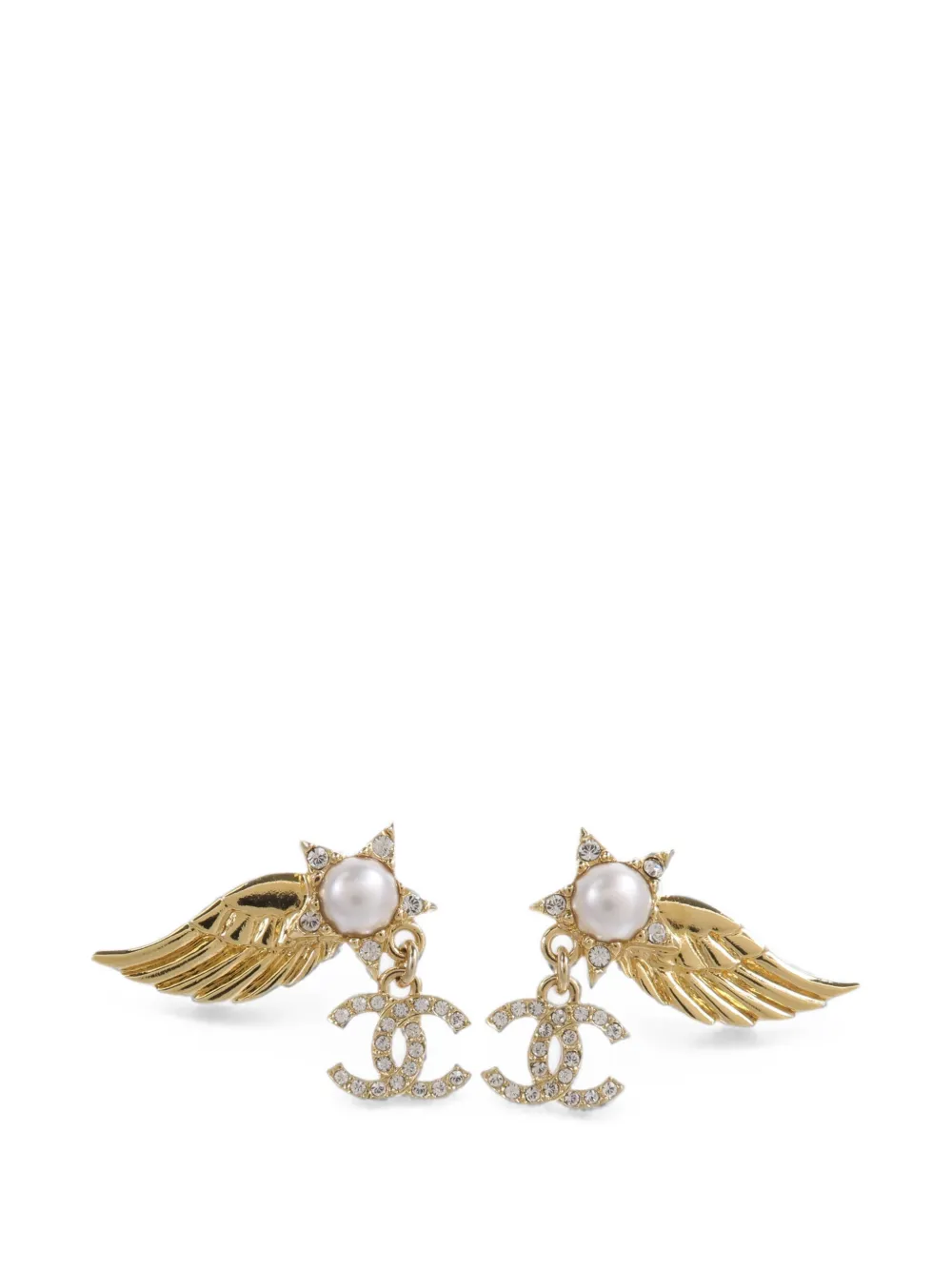 CHANEL Pre-Owned CC wing earrings - Oro