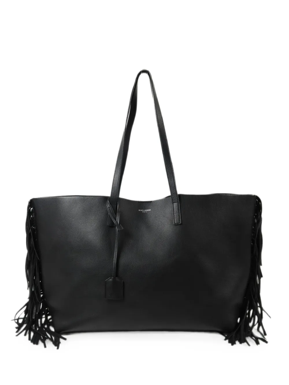 Saint Laurent Pre-Owned fringe-detail leather tote bag - Black