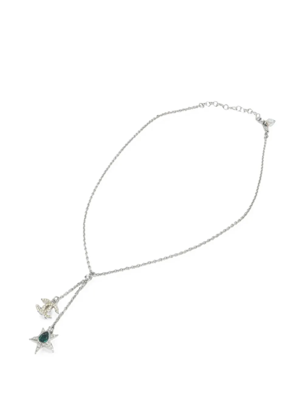 Pre-owned Chanel Cc Star Necklace In Silver