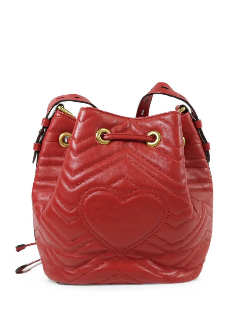 Gucci Pre-Owned GG logo-plaque quilted bucket bag - Rosso