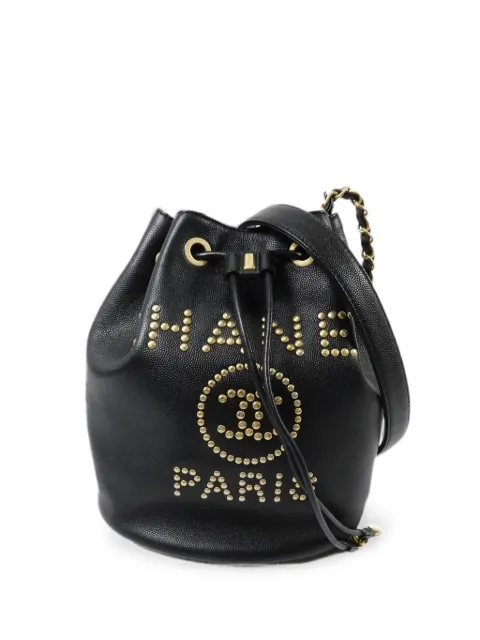 CHANEL Pre-Owned studded-embellished bucket bag