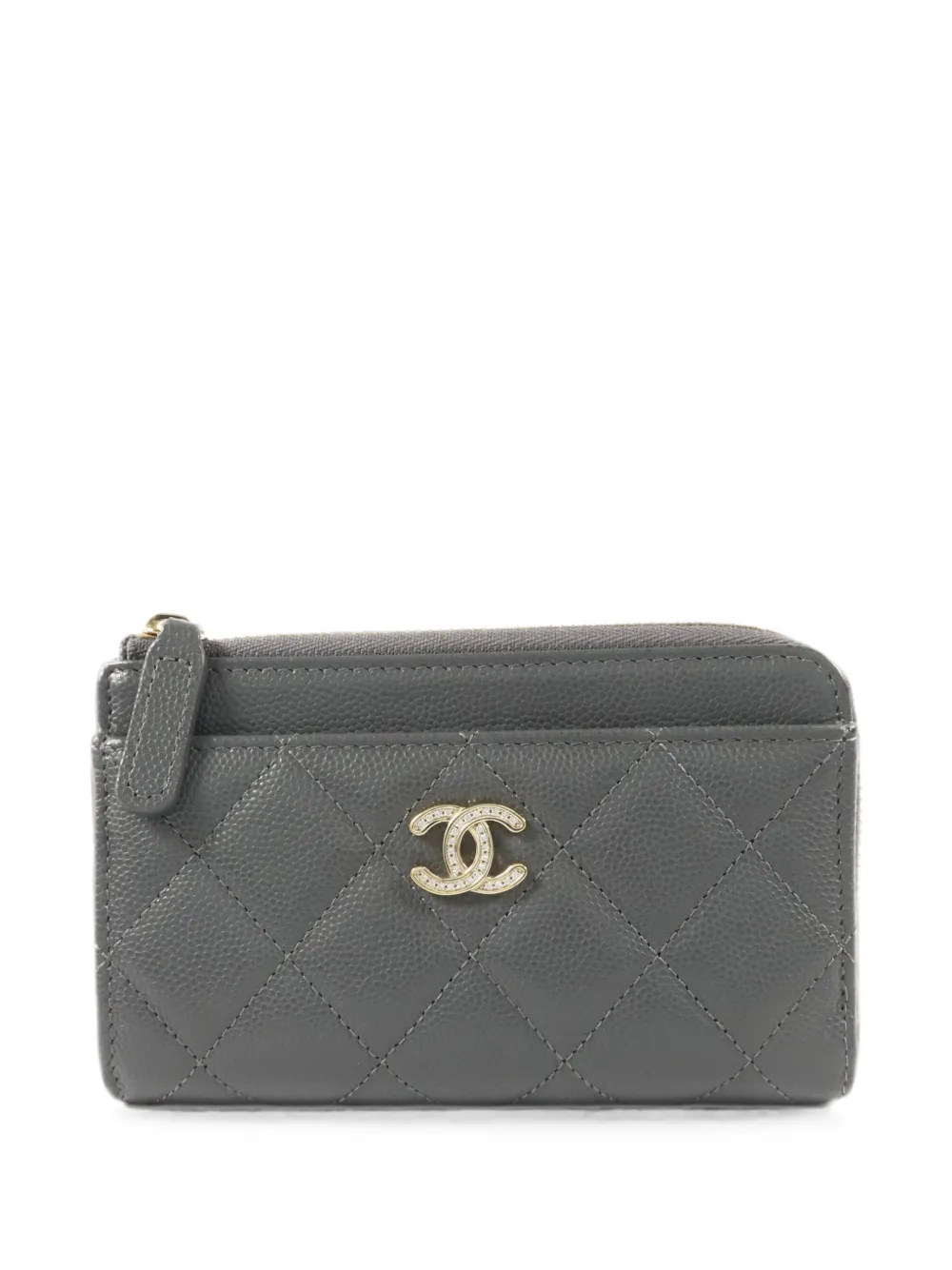 CHANEL Pre-Owned quilted CC logo wallet - Grau