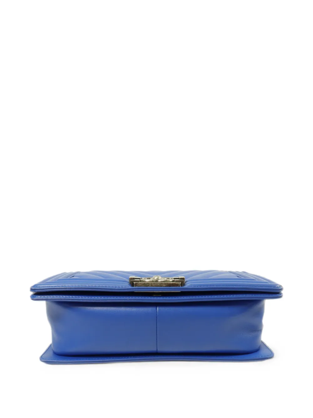 CHANEL Pre-Owned Boy gewatteerde schoudertas met chevron streep Blauw