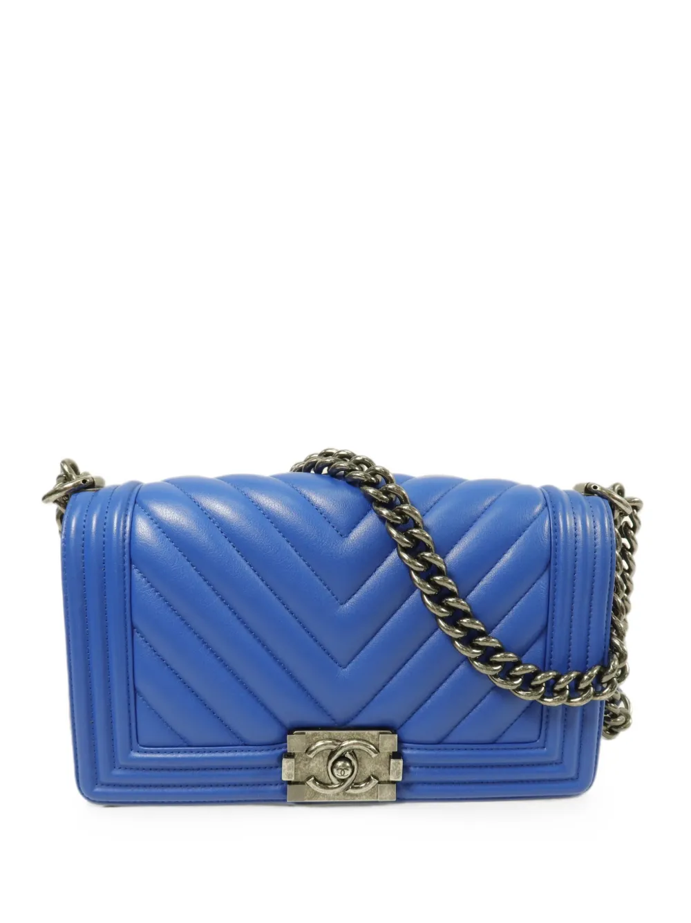 CHANEL Pre-Owned Boy chevron-quilted shoulder bag - Blu