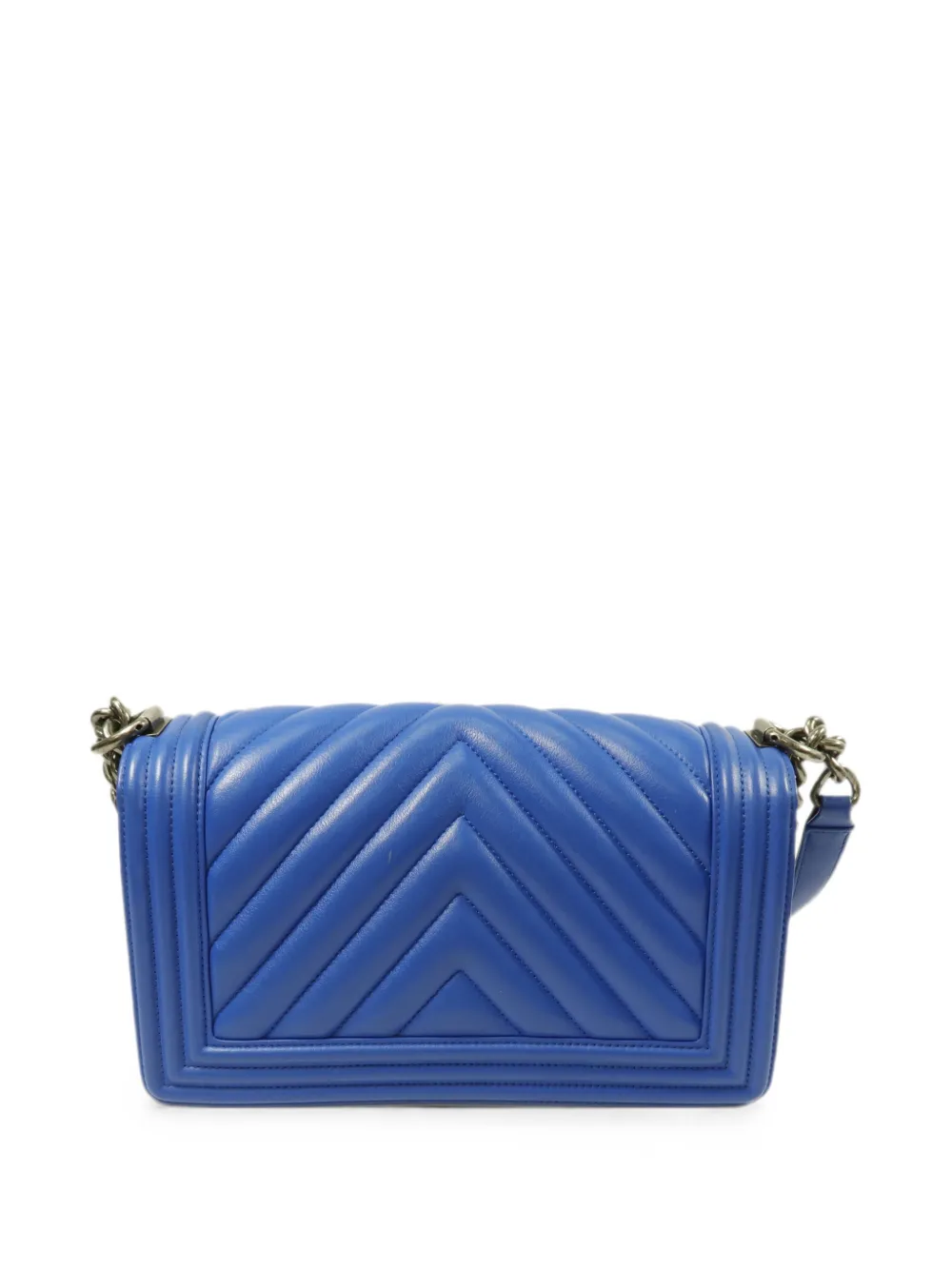 CHANEL Pre-Owned Boy gewatteerde schoudertas met chevron streep Blauw