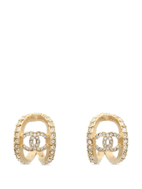 CHANEL Pre-Owned CC crystal-embellished hoop earrings