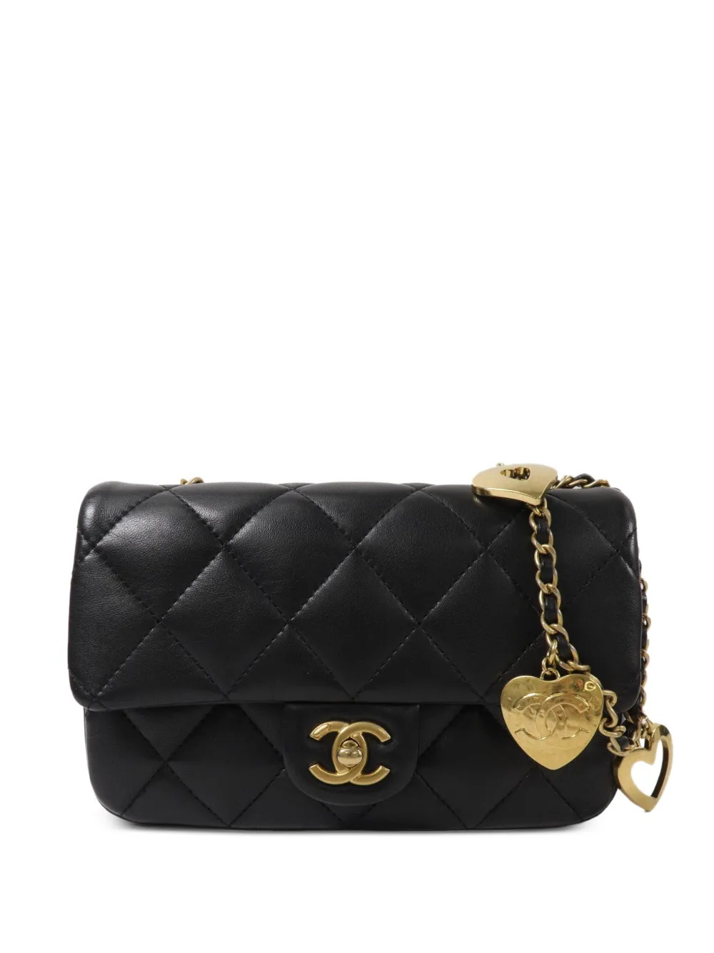 CHANEL Pre-Owned Mini Flap CC heart-charm quilted shoulder bag - Nero