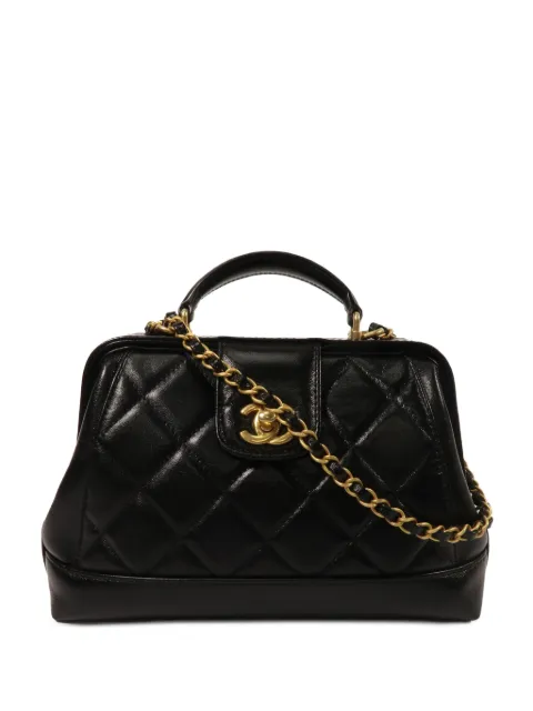 CHANEL Pre-Owned bolsa de mano con cierre giratorio y logo CC capitonado