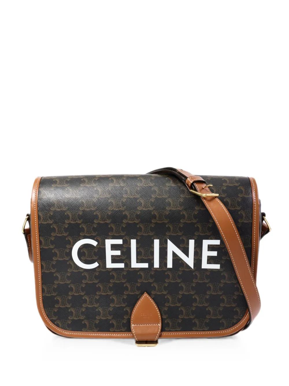 Celine Pre-Owned Triomphe logo-print messenger bag - Brown