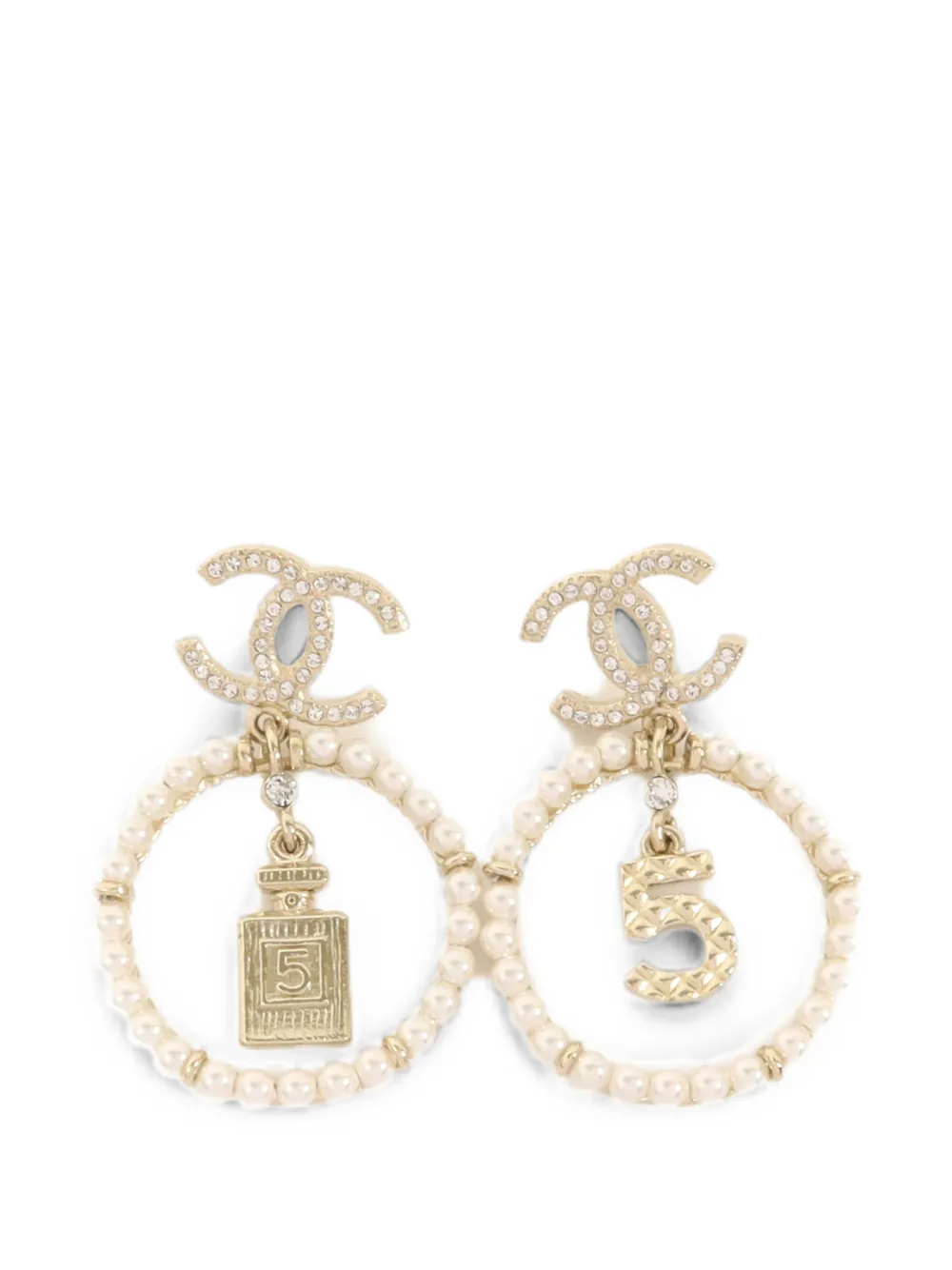 CHANEL Pre-Owned CC faux-pearl drop earrings - Gold