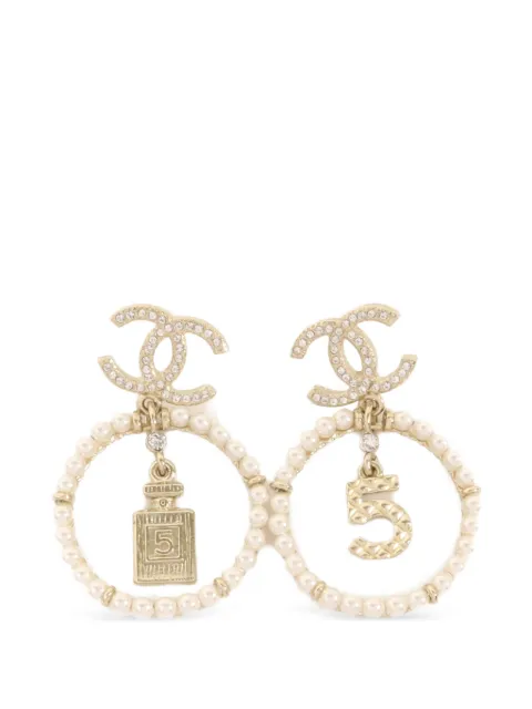 CHANEL Pre-Owned CC faux-pearl drop earrings