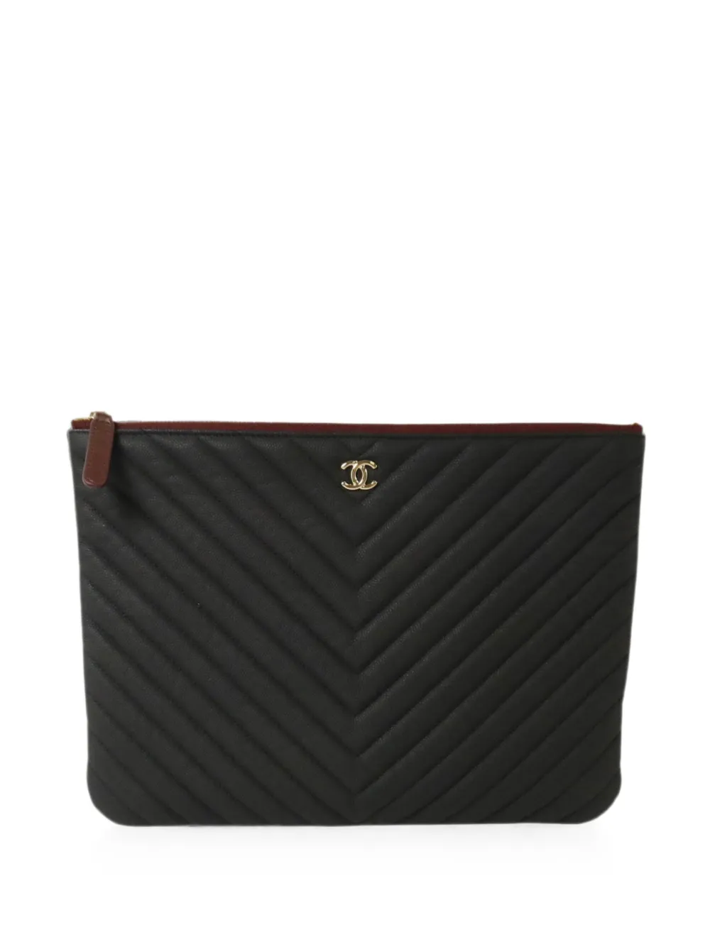 CHANEL Pre-Owned chevron O-Case pouch - Nero