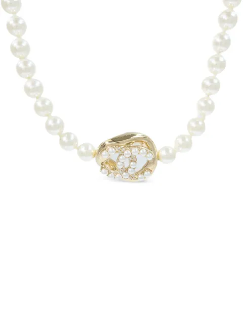 CHANEL Pre-Owned CC faux pearl necklace