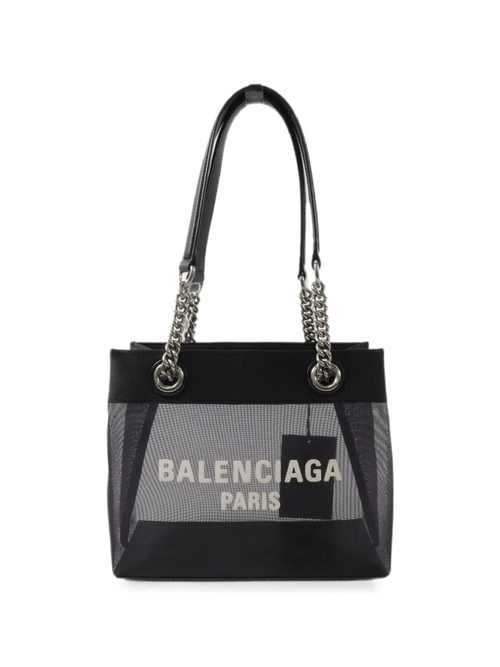 Balenciaga Pre-Owned mesh-panel chain-link tote bag - Black