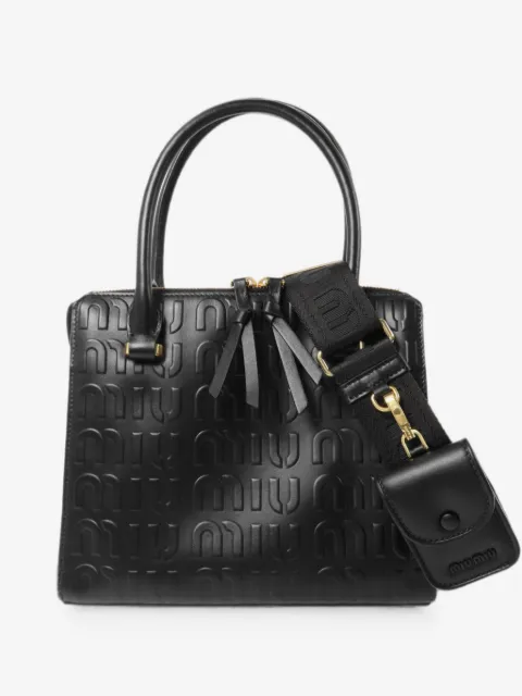Miu Miu Pre-Owned embossed-logo leather shoulder bag