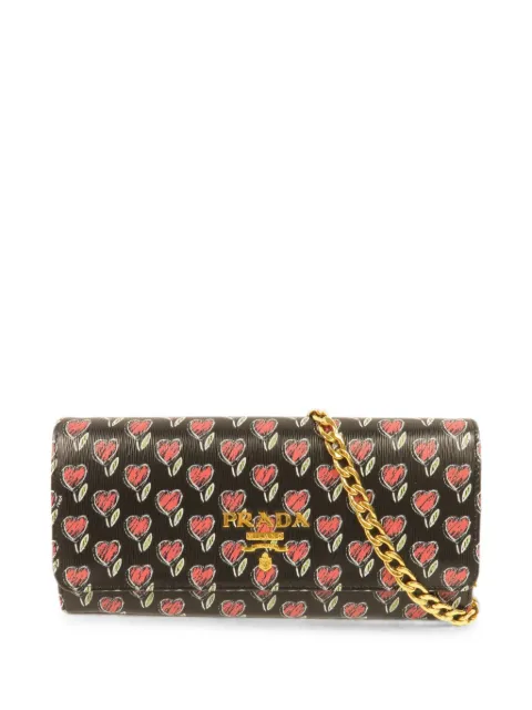 Prada Pre-Owned logo-detail heart-print clutch bag