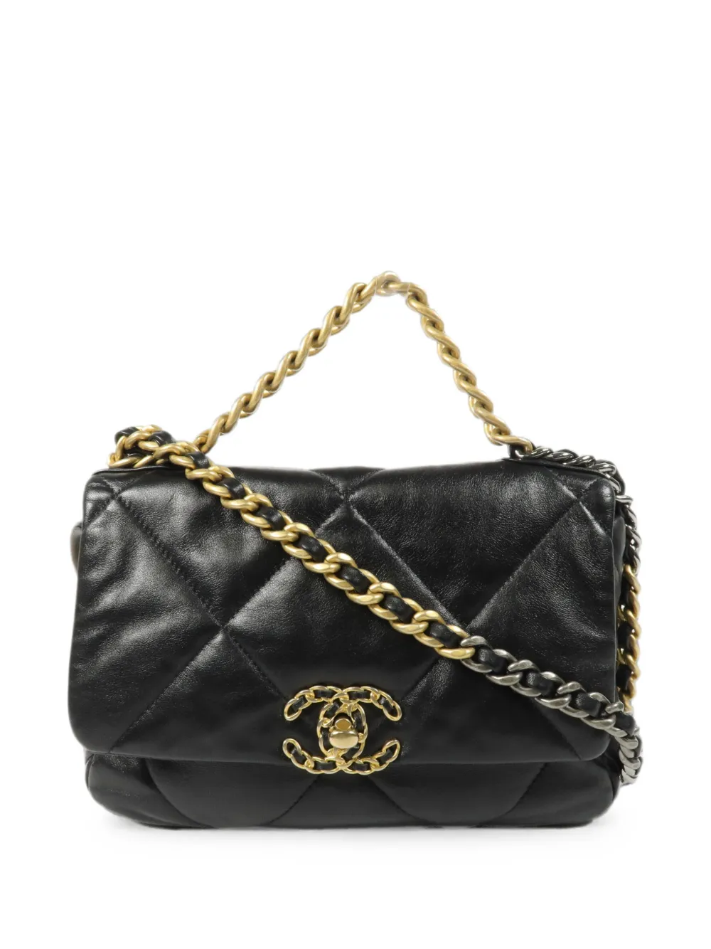 CHANEL Pre-Owned small C19 diamond-quilted shoulder bag - Black