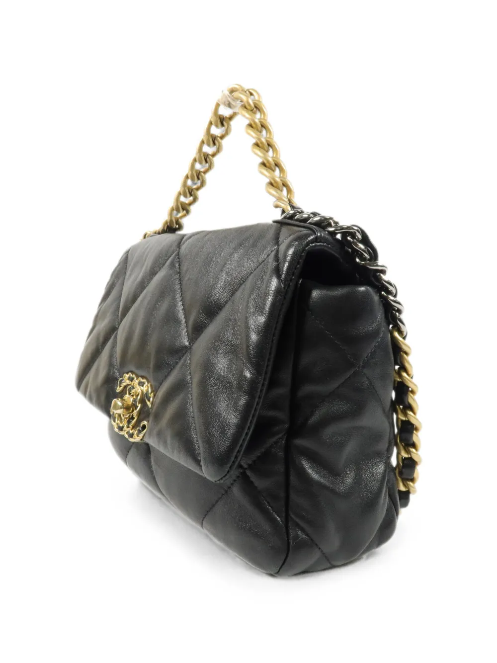 CHANEL Pre-Owned Kleine C19 diamantvormig gewatteerde schoudertas Zwart