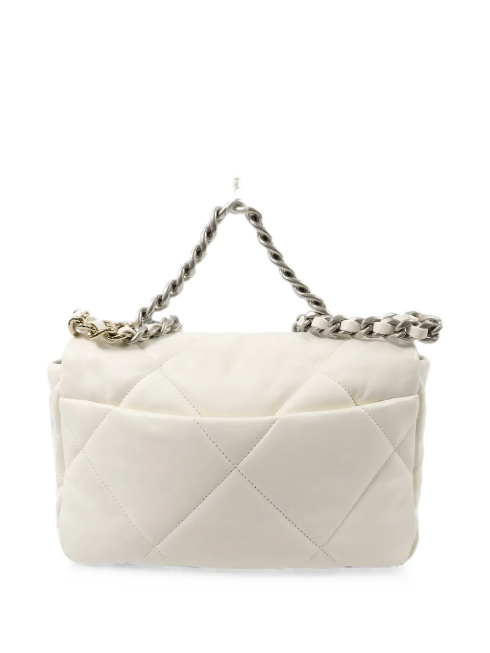 CHANEL Pre-Owned Kleine C19 diamantvormig gewatteerde schoudertas Wit
