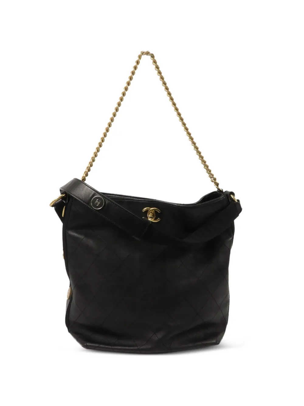CHANEL Pre-Owned CC turn-lock diamond-quilted bucket bag - Nero