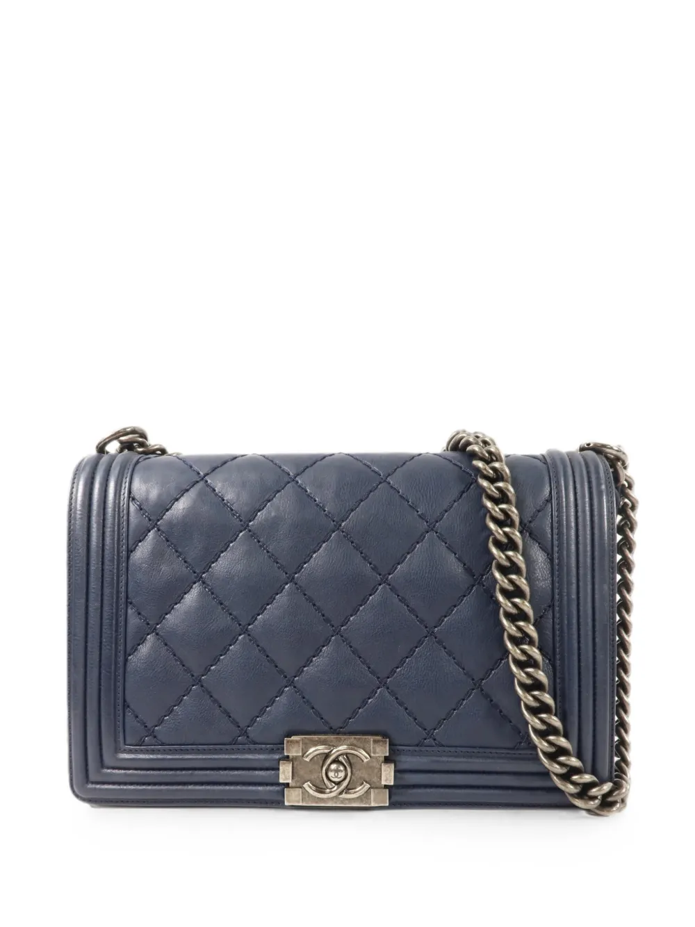 CHANEL Pre-Owned Boy Chanel diamond-quilted shoulder bag - Blue