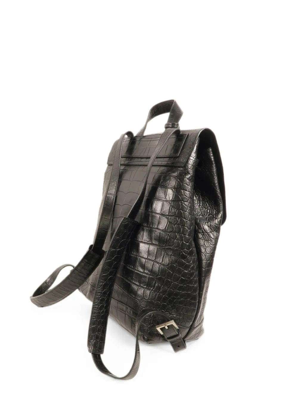 Saint Laurent Pre-Owned Sac de Jour croc-effect backpack - Black