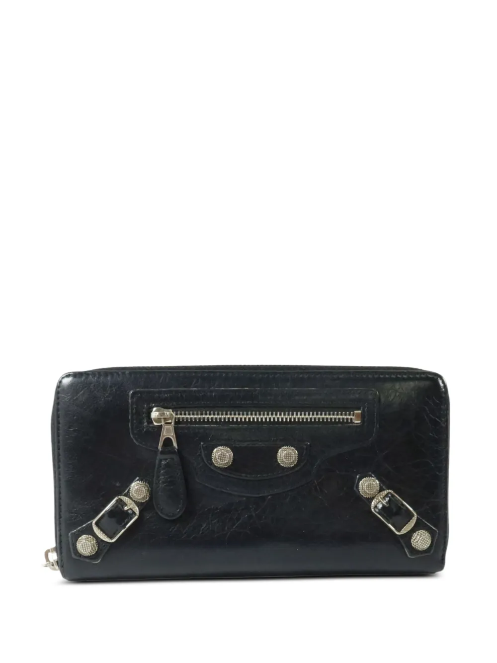 Balenciaga Pre-Owned stud-detail zip-around wallet - Nero