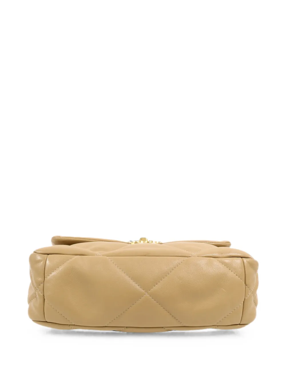 CHANEL Pre-Owned Medium 19 gewatteerde schoudertas met diamant-patroon Beige