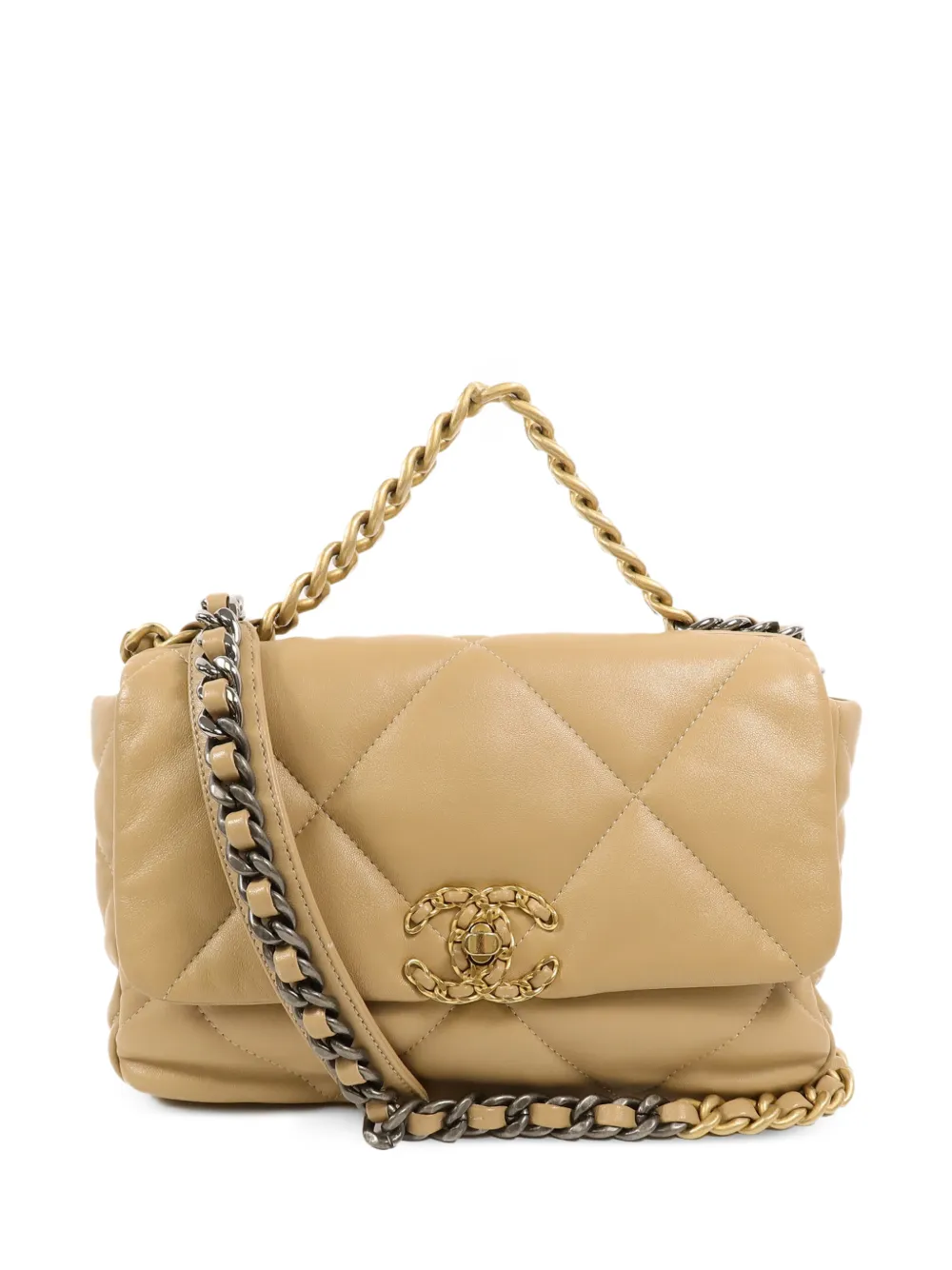 CHANEL Pre-Owned 19 medium diamond-quilted shoulder bag - Toni neutri