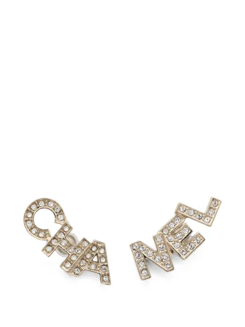 CHANEL Pre-Owned crystal-embellishment logo earrings