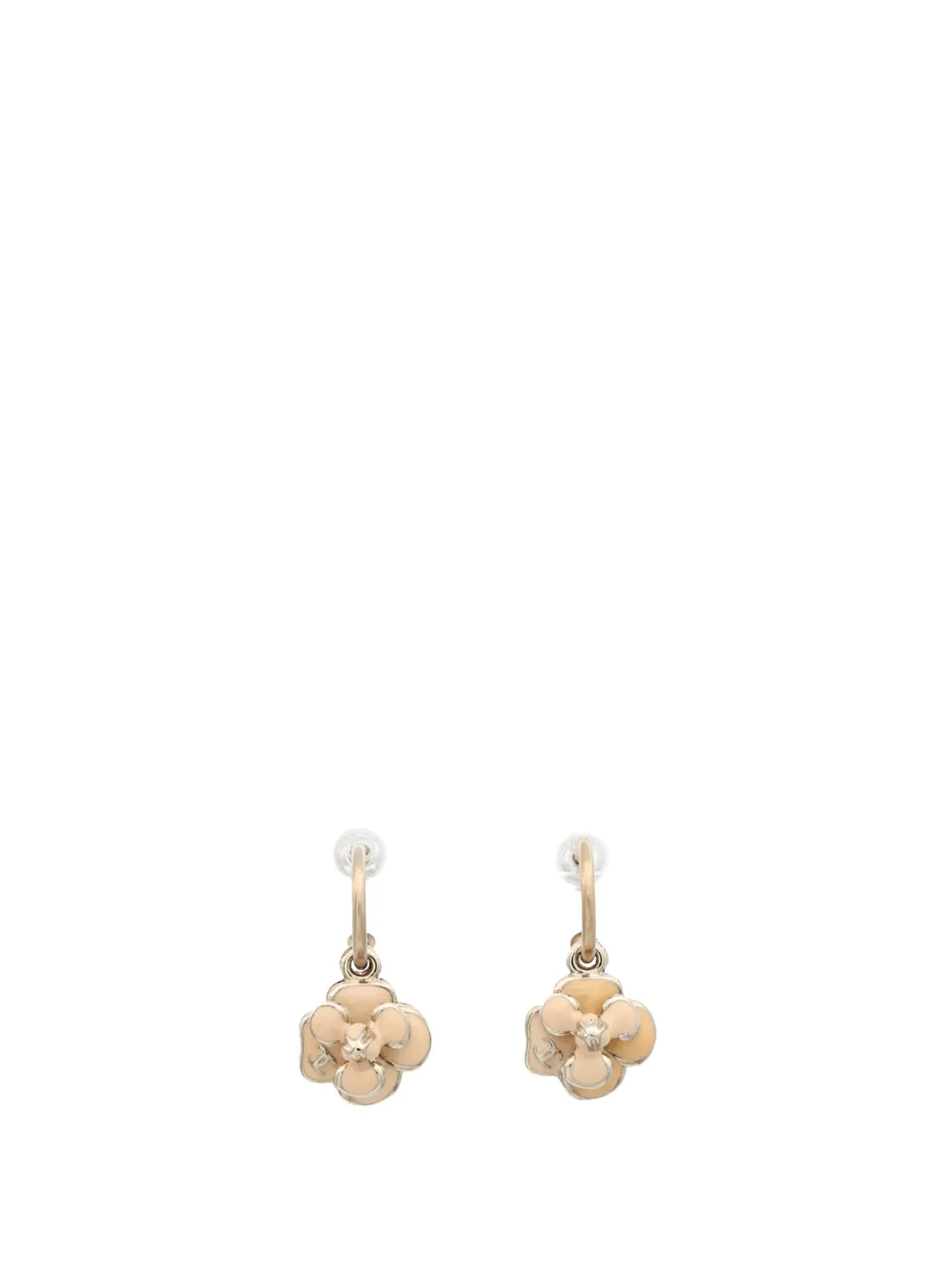CHANEL Pre-Owned Camellia-pendant earrings - Gold