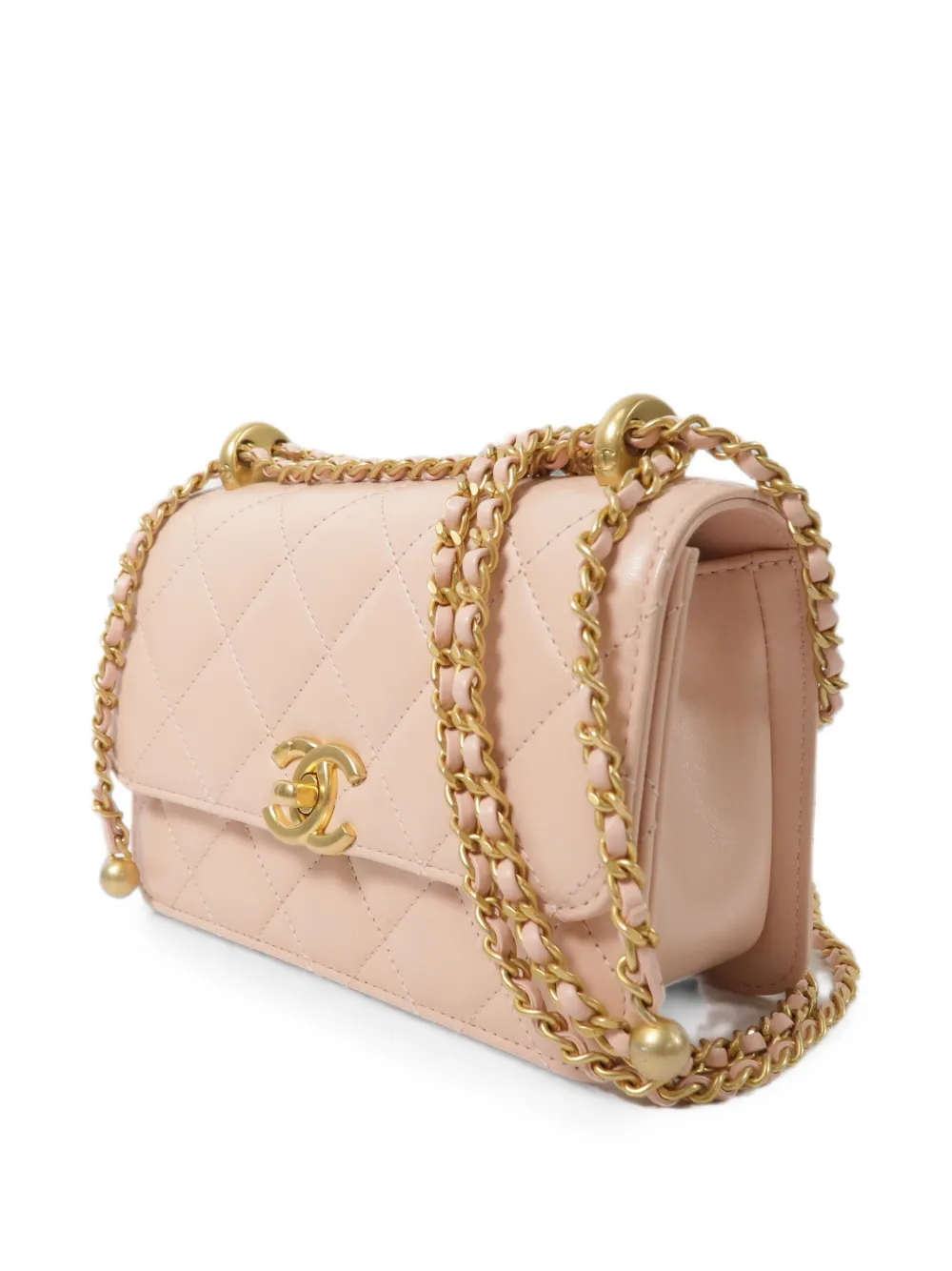 CHANEL Pre-Owned Mini Flap schoudertas met CC-draaislot Beige