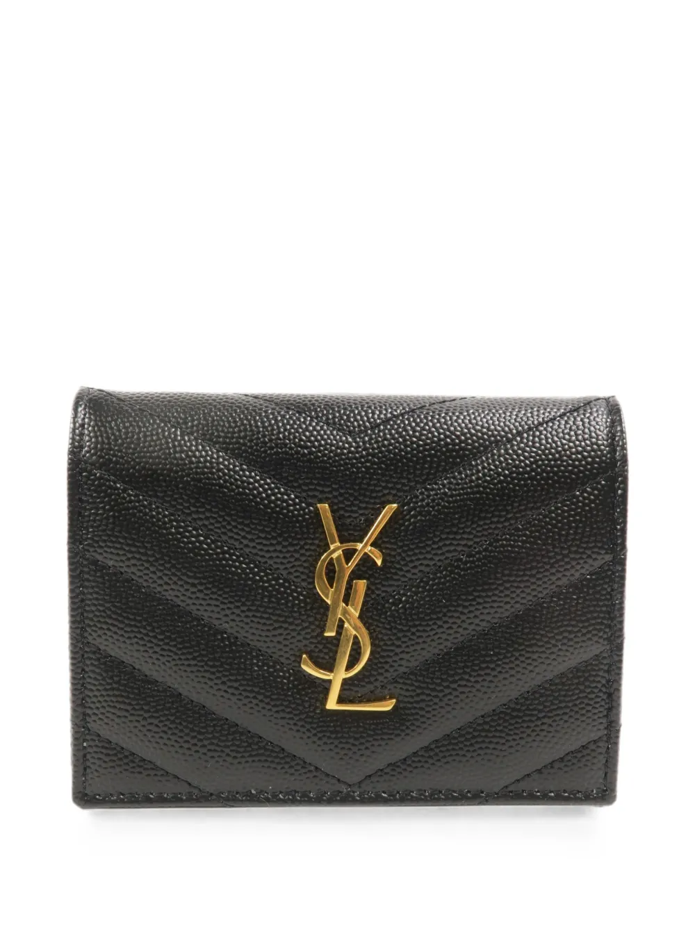 Saint Laurent Pre-Owned Cassandre quilted wallet - Black