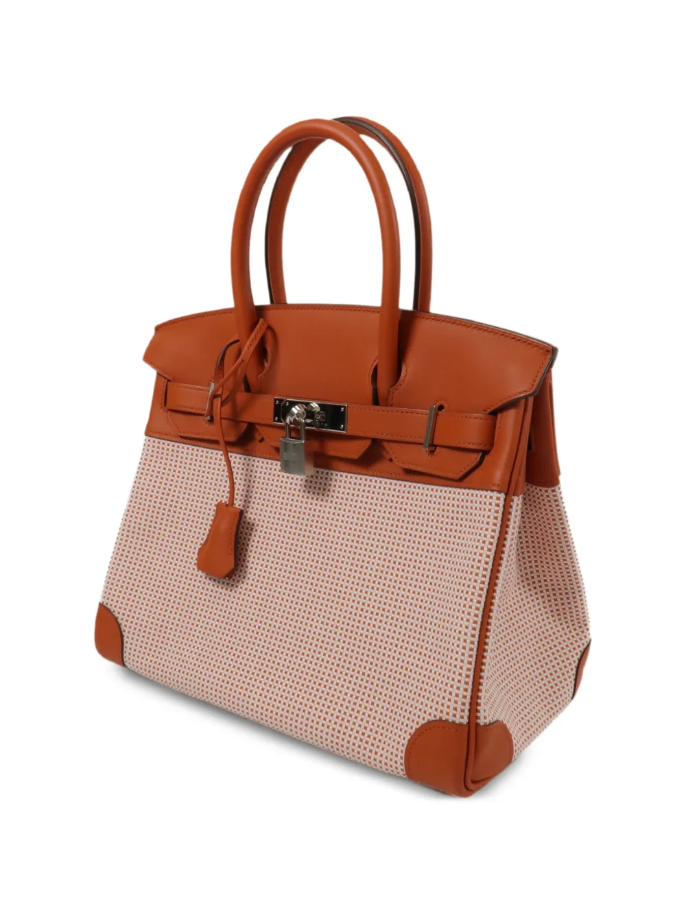 Hermès Pre-owned 2021 30 Birkin Padlock-detail Tote Bag in Orange, view 3