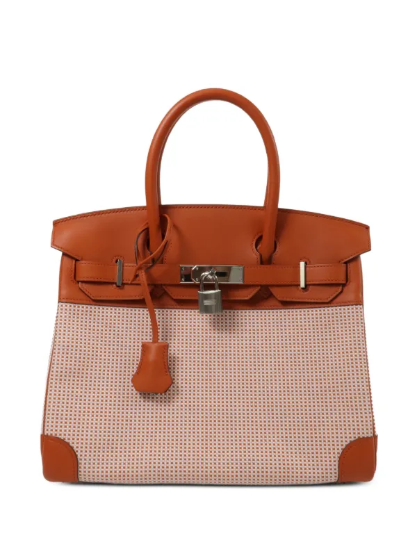 Hermès Pre-owned 2021 30 Birkin Padlock-detail Tote Bag in Orange
