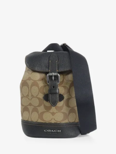 Coach Vintage COACH SHW Hudson Small Pack Shoulder Bag CB928 Coated Canvas Brown Black