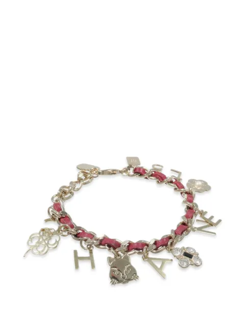 CHANEL Pre-Owned multi-charm leather-intertwined bracelet