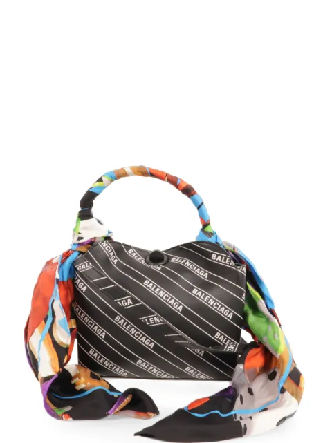 Balenciaga Pre-Owned Logo-print scarf-detail shoulder bag