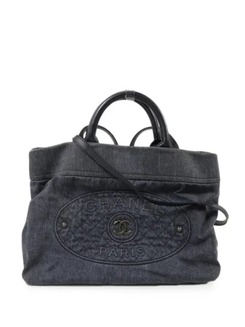 CHANEL Pre-Owned CC logo denim tote bag