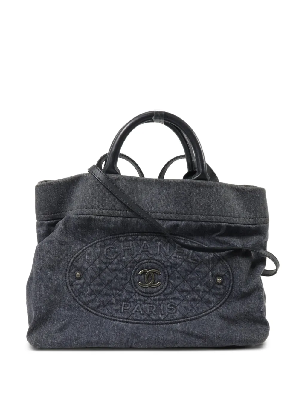 CHANEL Pre-Owned CC logo denim tote bag - Nero