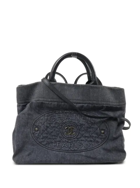 CHANEL Pre-Owned CC logo denim tote bag