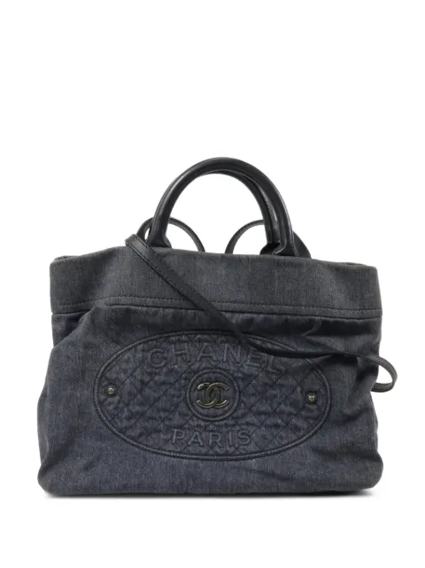 CHANEL Pre-Owned CC logo denim tote bag